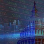 GVL A transparent image of the U.S. Capitol dome is overlaid with stock market charts and blue-toned financial graphs, highlighting the intersection of government, bond risk, and the financial markets as discussed by The Motley Fool.
